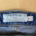 Torrid Denim Shorts Women's Size 14 Ripped Distressed Lace Hem Blue Summer EUC Photo 4