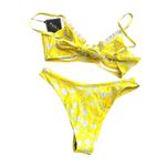Zaful Floral V-Wire High Cut Bikini Yellow NWT Sz 4 Photo 2
