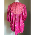 Anthropologie Boho Diamond Print Tunic Blouse Pink flowy whimsi romantic fairy m Photo 2