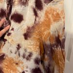 Love 21  Small Tye dye button up shirt Blouse adjustable Sleeve purple orange Photo 4