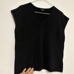 Eileen Fisher Women Cotton Short Cap Sleeve V-Neck Tee Vest in Black Size Large Photo 4