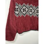 Vintage Palmetto's Fuzzy Fleece Fair Isle Sweater Burgundy Nordic Size Medium Red Photo 2