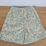 Jones New York Vintage Elastic Waist 100% Cotton Floral Print Canvas Pocketed Shorts Photo 3