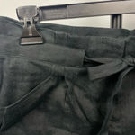 BCBGMAXAZRIA ‎ Black Linen Blend Paperbag Waist Tie Pleated Shorts Photo 4