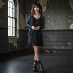 Chico's  women polka dot mesh whimsy goth cardigan v-neck Sz XS stretching Photo 13