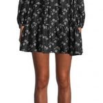 Alice + Olivia  Rowen Tiered Long Sleeve Floral Mini Dress Black Cream womens XS Photo 0
