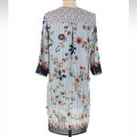 Anthropologie Fig & Flower Boho Floral 3/4 Sleeve Button Tunic Dress Size Small Blue Photo 1