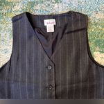 Vintage 90s Worthington pinstriped sleeveless button down vest dress, size 12 Black Photo 5