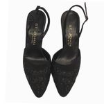ST JOHN Black Lace Embellished Slingback Heels Made in Italy Size 7 1/2 Photo 2