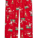 Old Navy Women M Flannel Pajama Pants Christmas Festive Reindeer Red Winter Xmas Photo 0