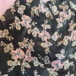 Rebecca Taylor BLACK SEMI SHEER SILK FLORAL PRINTED BLOUSE 10 Photo 3