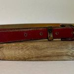 Liz Claiborne Vintage Red Genuine Saddle Leather Brass Buckle Belt Size Large Photo 11