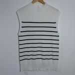 Talbots New Stripe Shaker Stitch Funnel Neck Shell Sweater White/Black Size Large Photo 1