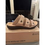 Clarks Collection Lureann Nora Leather Beige Strappy Comfort Shoes Size 12 W Photo 2