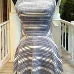 Altar'd State ‎ Blue Striped Fit & Flare Dress Small Keyhole Back Photo 0