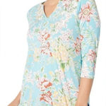 Belle by Kim Gravel Aqua Floral Knit Embroidered Top Size Small NWOT Blue Photo 0