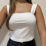 White Fitted Crop Tank Top Photo 0