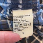 Obey  Flannel Shirt Small Women Button Up Top Blue Brown‎ Plaid Long Sleeve Photo 8