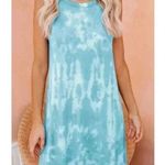 🆕Light Blue Tie Dye Trendy Knit Tank Dress S🆕 White Photo 0