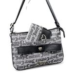 Juicy Couture Script Print Crossbody Bag w Bow and Wallet Set Black White EUC Photo 8