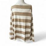 Bobeau  Beige and White Striped Long Sleeve Top New XL Photo 2