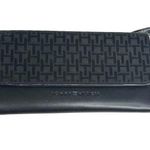 Tommy Hilfiger TRIFOLD WALLET Black TH Logo Snap Card ID Jacquard Faux Leather Photo 0