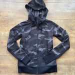 Athleta Triumph Printed Hoodie Jacket Full Zip Camo Print Gray Black Size XS Photo 2