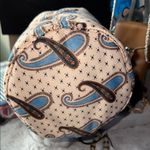 ETRO Milano Paisley Drawstring Clutch with Brown Leather Accents Blue Photo 3