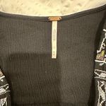 Free People Luca embroidered black v neck cross over cropped top size Medium Photo 5