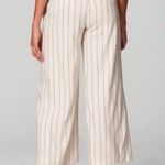 J.Jill  Linen Jenna Stretch Belted Cropped Pants Beige Pink Stripes Size Small Photo 2