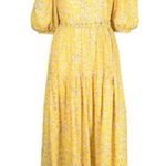Nicholas Cecile Floral Midi Belt Dress Yellow Size 6 Photo 1
