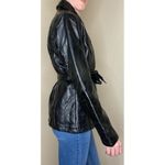 Leather Works Vintage  Black Patchwork Leather Waist Tie Jacket Photo 2