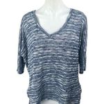 Splendid Blue Knit Short Sleeve V Neck Relaxed T Shirt Tee Sweater Top Size S Photo 0