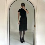 Emporio Armani Vintage 90s Mock Neck Wool Knit Contrast Pencil Dress Size 38 Photo 2