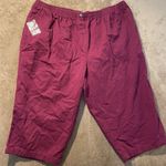 Woman Within New  Pants Womens 32W Stretch Cropped Pull On Magenta Pink Capri Photo 0