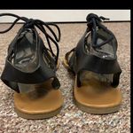 SO black leather lace up sandals. Size 8. Photo 4