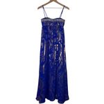 Adrianna Papell VTG Beaded Elegant Blue and‎ Metallic Gold Silk Gown Floor Length Dress Prom Photo 3