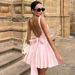 House Of CB  'Florianne' Soft Peach Bow Mini‎ Dress size M tall Photo 11