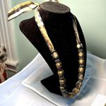Hand Made Ribbon covered bead necklace with bead accent Photo 1