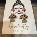 Branch Alley Abstract Animal Print Handmade Dangle Earrings NWT Pink Photo 2