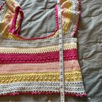 Sincerely Jules Boho Rainbow Stripe Crochet Flutter Sleeve Crop Top Size Small Photo 8