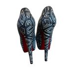 Christian Louboutin Daffodile Platform Pumps Heels Panama Geometrico Size 39 Photo 4