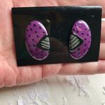 Vintage 80s New Old Stock Purple Mod Dot Earrings Purple Photo 1