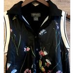 Gracia  Top Size M Floral Black Halter Assymetrical Black Collared Excellent Photo 2