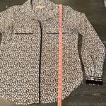 Loft , Career Top, Collared Button Down with Unique Black/White/Grey Design, XS Photo 7