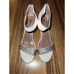 Style & Co Style Co Phillyis Sz 9 Two-Piece San White Sparkle Rhinestones Glitter Heel Pump Photo 1