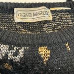 DIANA MARCO Vintage 80's Crewneck Sweater Black w Gold/Silver Floral Design Photo 2