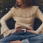 ZARA alpaca wool blend ruffle sleeve lightweight knit sweater size medium Photo 0