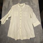 J Jill Jacket Tunic Large Petite White Linen Button‎ Up Pockets Shacket Coastal Size undefined Photo 1