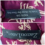 Zazou Luxe 100% Silk Scarf Wrap Berry Gold Oriental Toile Print NWT Multiple Photo 2